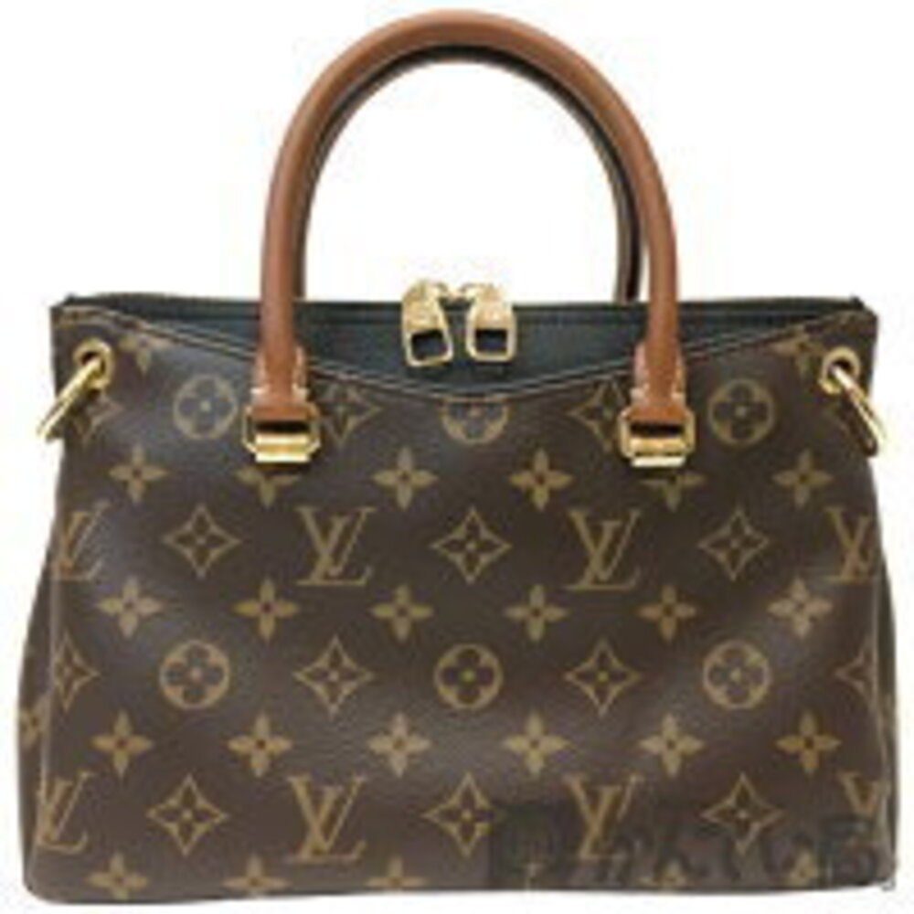 LOUIS VUITTON Pallas Monogram Brown Black Bicolor Handbag Shoulder Bag